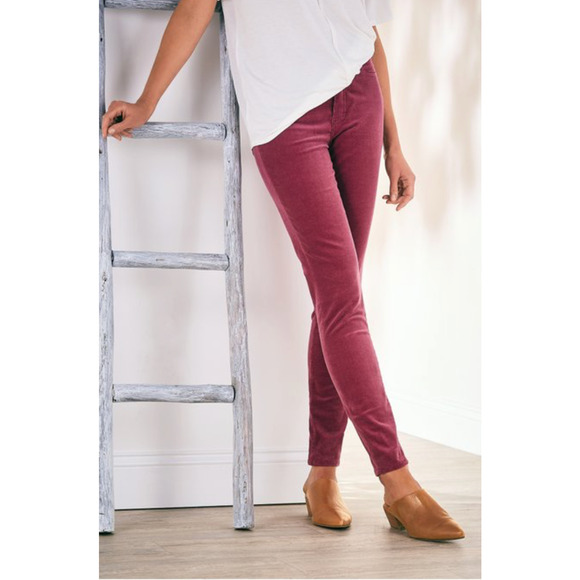 Soft Surrounding Skinny Corduroy Jeans Women 10 Berry Full Length High Rise Pant - Picture 1 of 13